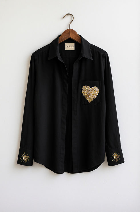 Love & Light Sequin Heart Embroidered Shirt